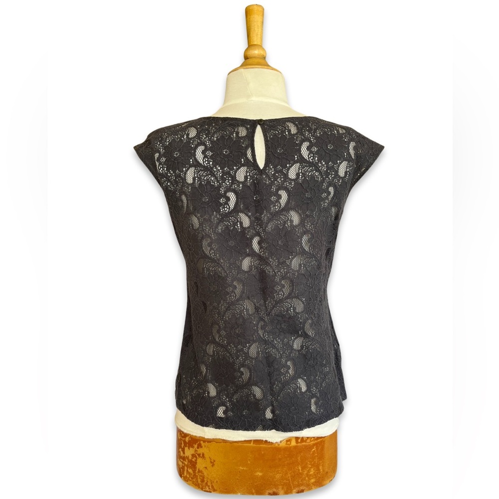 Eddie Bauer Charcoal Gray Sheer Floral Tunic - Picture 3 of 7